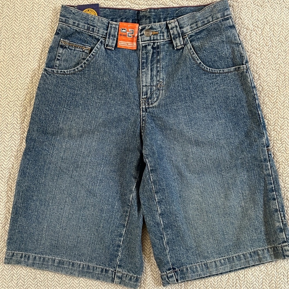 LEE SURE 2 FIT Originals Carpenter Shorts‎ in Classic Blue Zip Pocket Kids 12R